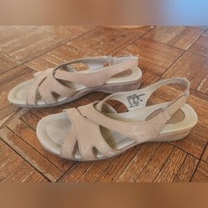 Rockport Women’s Sandals Size 8M Beige Leather Slingback Comfort Shoes EU 40 Pre